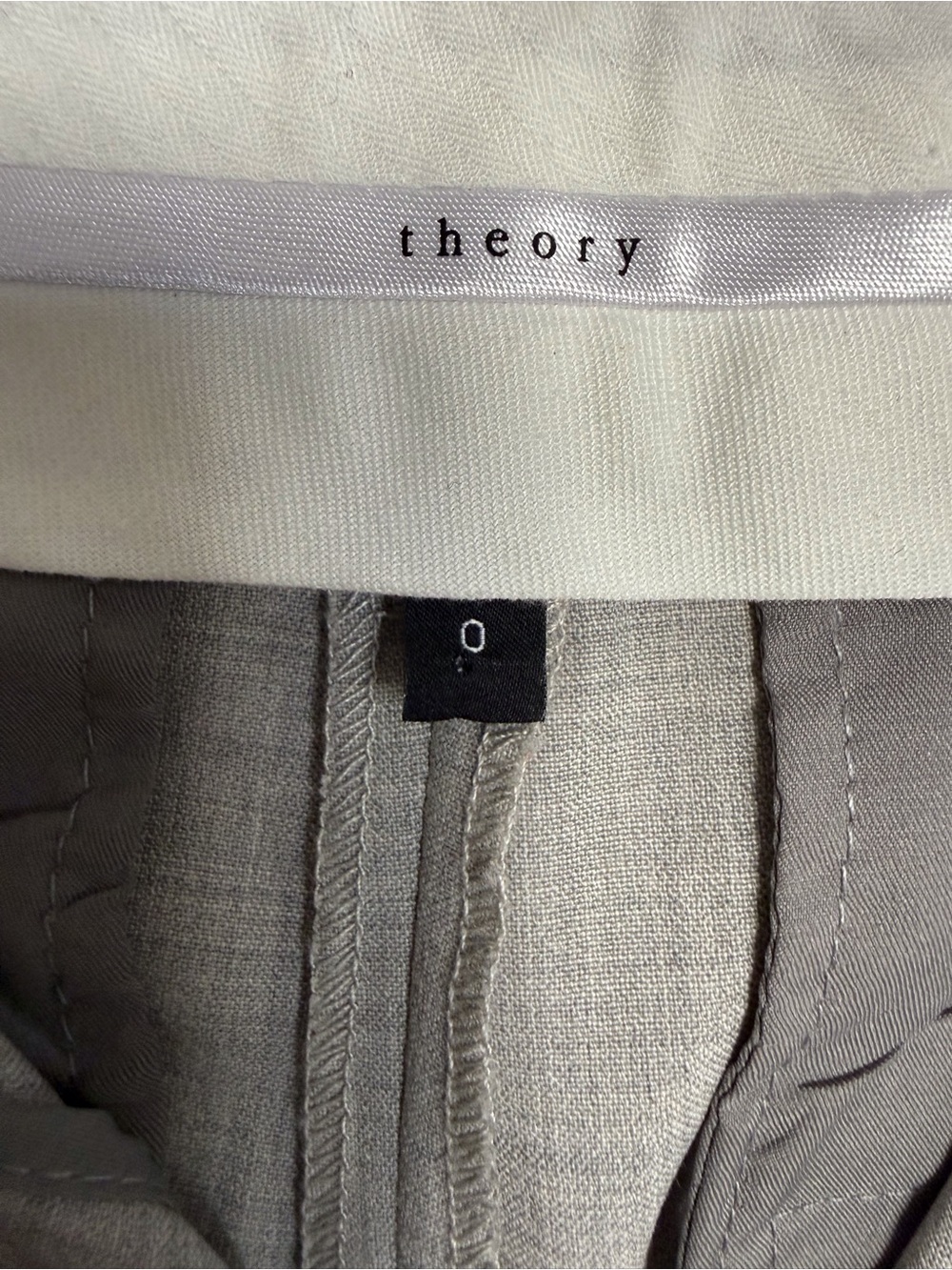 Theory Slim Straight Dress Trousers in Grey - Picture 3 of 9